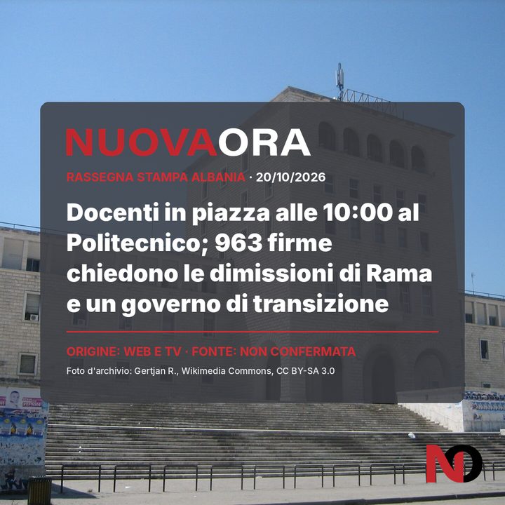Docenti in piazza alle 10:00 al Politecnico; 963 firme chiedono le dimissioni di Rama e un governo di transizione
