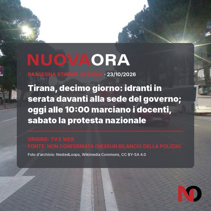 Tirana, decimo giorno: idranti in serata davanti alla sede del governo; oggi marciano i docenti, sabato la protesta nazionale
