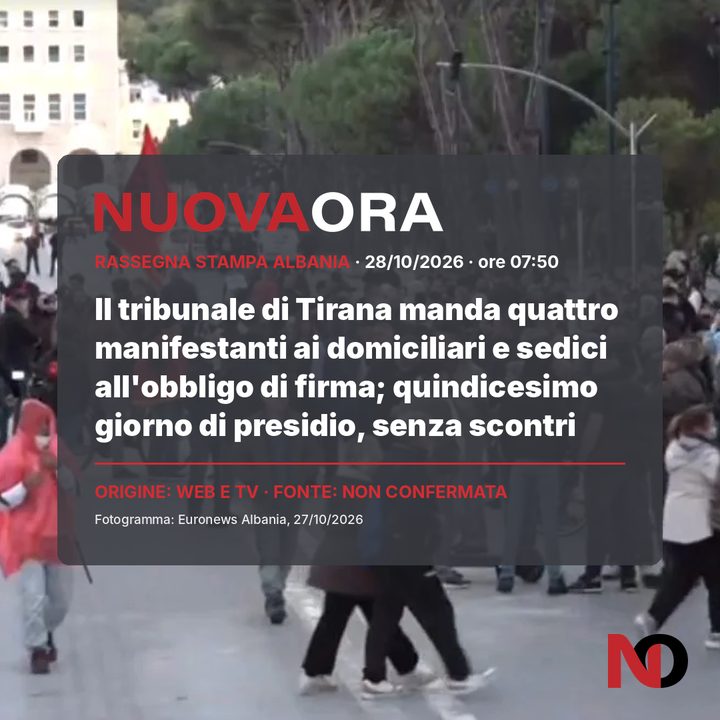 Il tribunale di Tirana manda quattro manifestanti ai domiciliari e sedici all'obbligo di firma; quindicesimo giorno di presidio, senza scontri