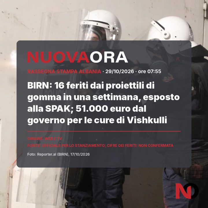 BIRN: 16 feriti dai proiettili di gomma in una settimana, esposto alla SPAK; 51.000 euro dal governo per le cure di Vishkulli